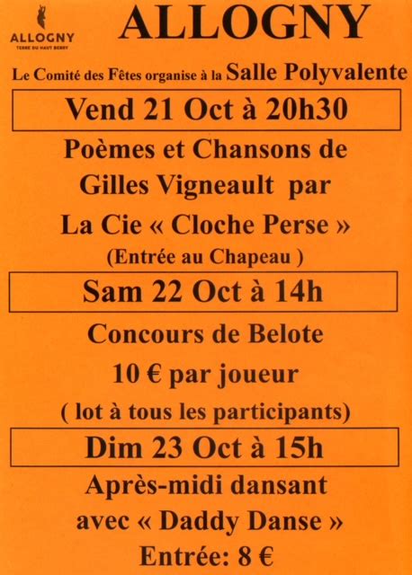 Les animations du week end par le comité des fêtes Commune d Allogny