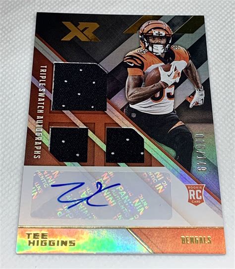 Tee Higgins 2020 XR Rookie Triple Swatch Autograph Jersey Match 85 149