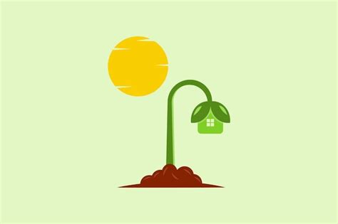 Une Plante Et Une Maison Avec Soleil Growing Real Estate Logo Design