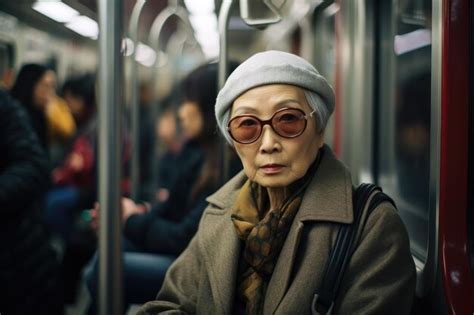 Premium Photo Elderly Asian Woman In The Metro