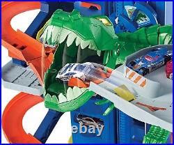 Car Track Set Hot Wheels Toy Car Track Set City Ultimate Garage Moving T Rex Dinosaur