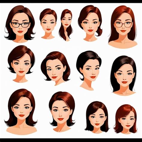 A Womans Face With Different Hair Styles Premium Ai Generated Vector