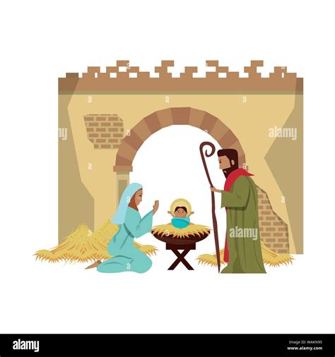 merry christmas nativity christian cartoon Stock Vector Image & Art - Alamy