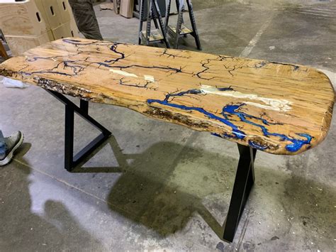 Lichtenberg Spalted Maple Live Edge Custom Epoxy Table Etsy