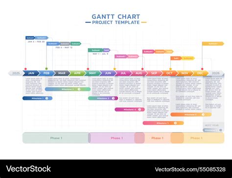 Timeline gantt chart infographic template Vector Image