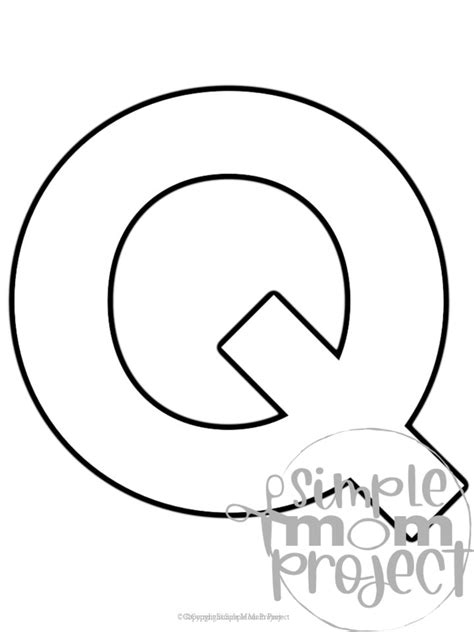 Free Printable Uppercase Letter Q Template Simple Mom Project