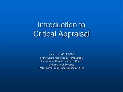 Ppt Introduction To Critical Appraisal Powerpoint Presentation Free