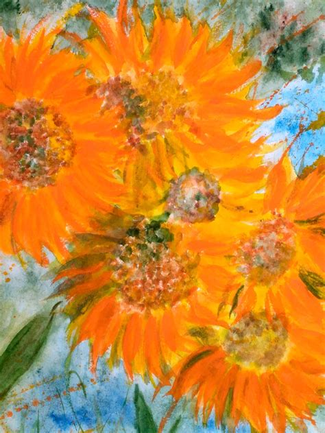 Sonnenblumen Gem Lde Floral Original Kunst Blumen Aquarell Etsy