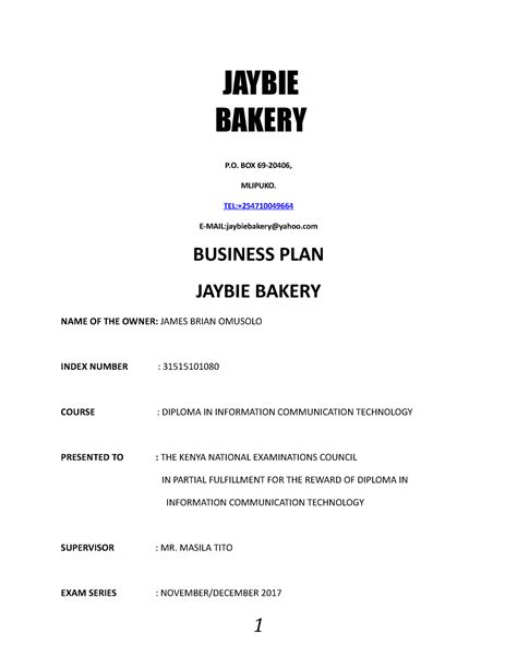 Business Plan Sample Knec Santos Czerwinski S Template