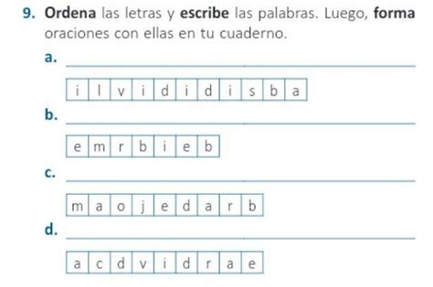 Ordena Las Letras Y Escribe Las Palabras Luego Forma Oraciones Con