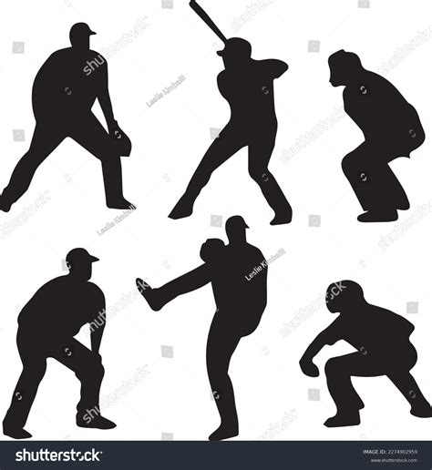 Baseball Silhouettes Collection Vector Image Baseball Stock Vector