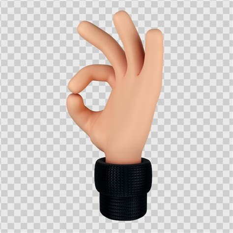 Mano De Personaje De Dibujos Animados Lindo Con Gesto Ok 3d Render