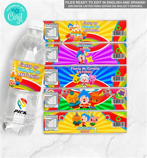 Digital File Clown Water Bottle Labels Clown Printable Etsy Hong Kong