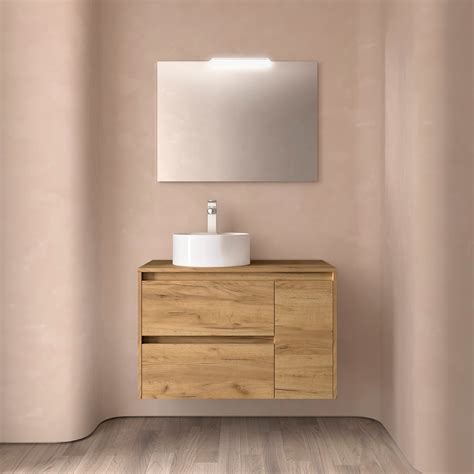 Mueble de baño NOJA 850 2 cajones y 1 puerta derecha ROBLE ÁFRICA Encimera