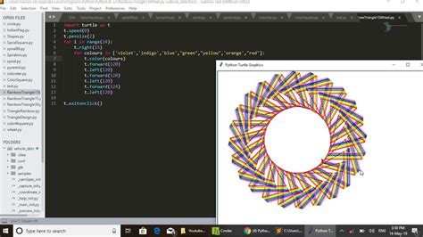 Python Turtle Graphics Rainbow Triangle Design 2 Youtube