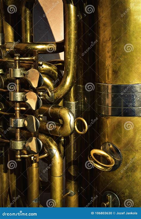 detail   brass musical instrument stock photo image  close