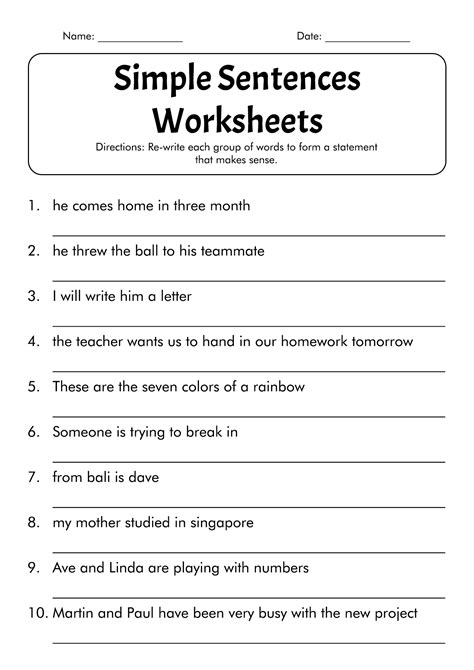 17 Simple Sentence Worksheets 6th Grade - Free PDF at worksheeto.com