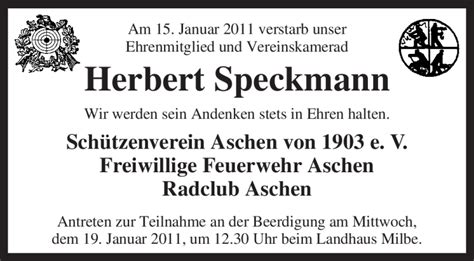 Traueranzeigen Von Herbert Speckmann Trauer Kreiszeitung De