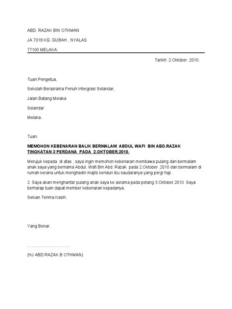 Contoh Surat Kebenaran Untuk Ambik Anak Dari Asrama