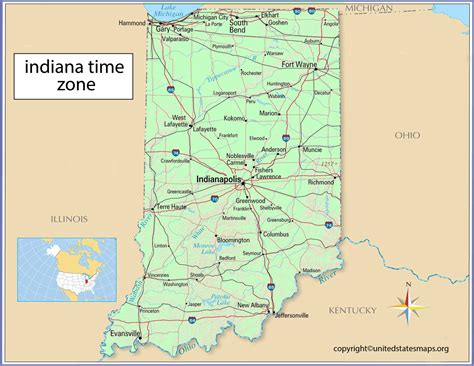 Indiana Time Zone Map | Time Zones in Indiana Map