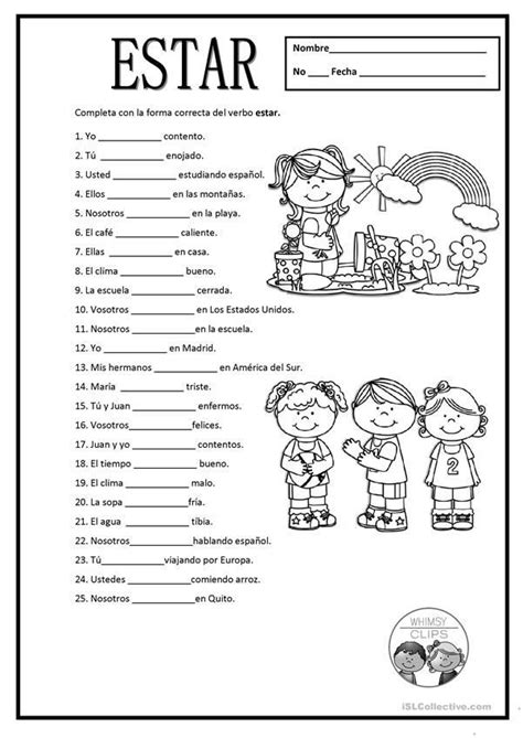 Worksheets Ser And Estar