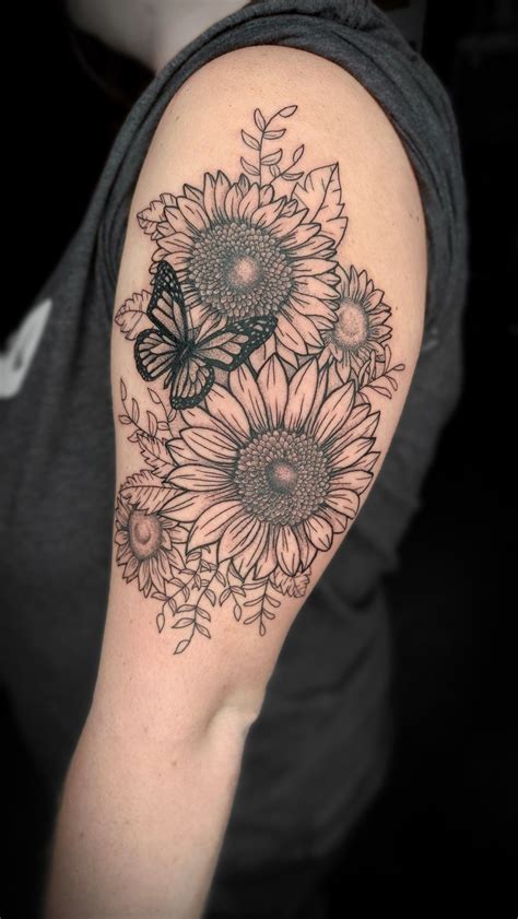 Sunflowers Butterfly Vines Leaves Sunflower Tattoo Dreamcatcher