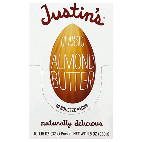 Justin's Almond Butter, Classic 10 ea | Peanut Butter, Jelly & Spreads ...