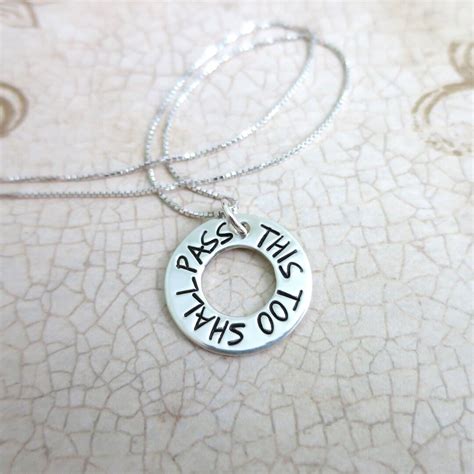 This Too Shall Pass Necklace Sterling Silver Washer Necklace Hand Stamped Jewelry T For A