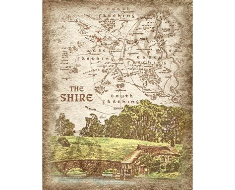 Hobbiton Landscape of the Shire Map ArtLord of the Ring Shire | Etsy