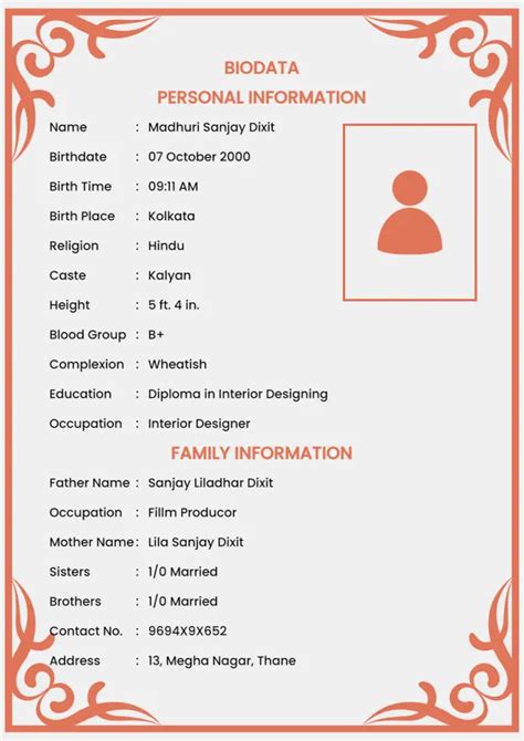 Marriage Biodata Format Bio Data For Marriage Example Explore