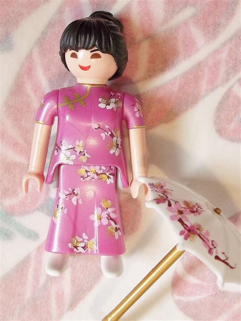 Htf Geobra Playmobil Japanese Lady With Cherry Blossoms Etsy