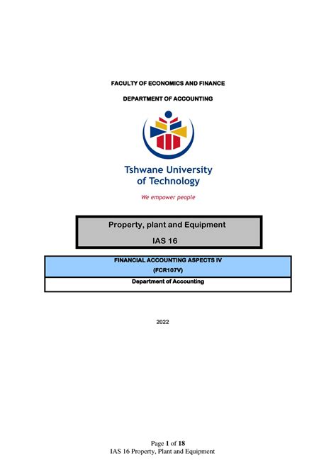 Unit Property Plant And Equipment Ias Qb Page Of Faculty