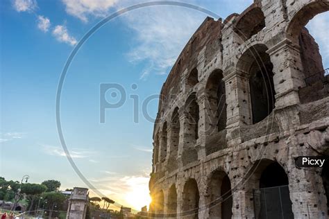 Image Of Golden Sunset At The Great Roman Colosseum Coliseum Colosseo