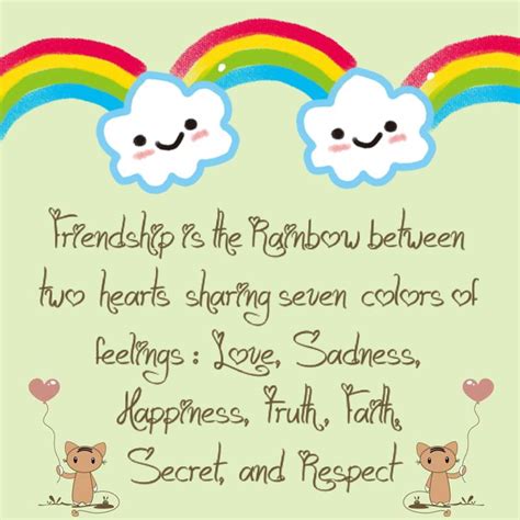 Friendship Is A Rainbow Between Two Hearts Sharing Seven Colors