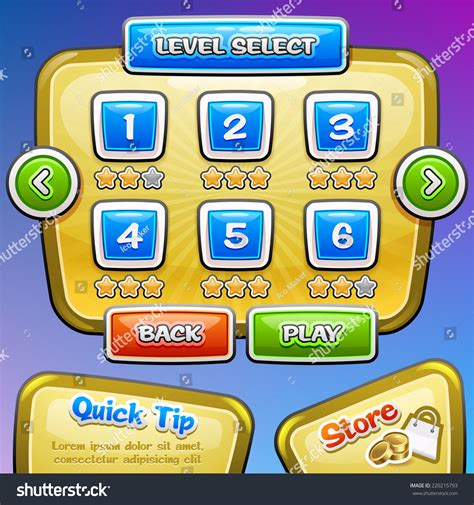 Game Ui Level Select Vector Eps เวกเตอร์สต็อก ปลอดค่าลิขสิทธิ์