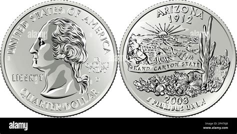 American Money Usa Washington Quarter Dollar Arizona Or Cent Silver