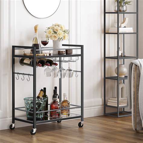 Tutotak Bar Cart Serving Cart For Home Microwave Cart Drink Cart