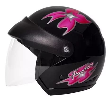 Capacete Taurus Wind V Aberto Preto Flor Rosa Feminino Frete Gr Tis