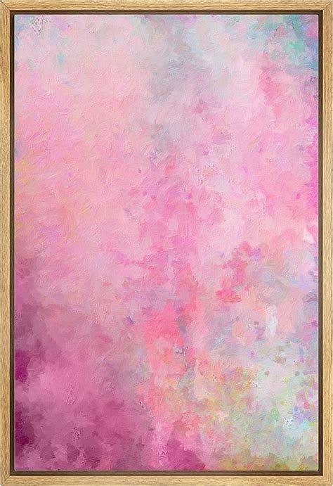 IDEA4WALL Framed Canvas Print Pink Blue Pastel Watercolor Paint Strokes