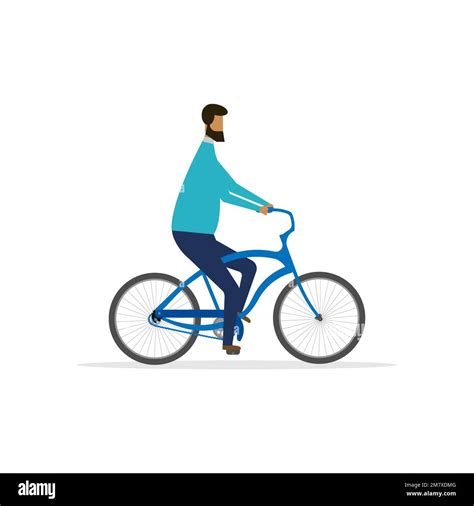 Man Riding A Bike Isolated On White Background Vector Illustration