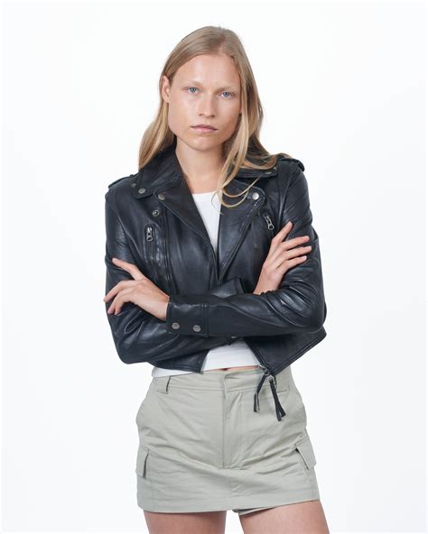 Erin Burnished Leather Jacket Black – jakett