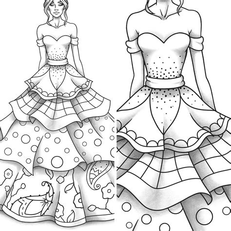 Printable Coloring Page Fashion And Clothes Colouring Sheet Model Grayscale Pdf Adult Girls