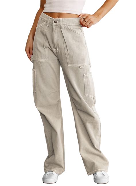 Evaless Cargo Pants For Women Plus Size Casual Wide Leg Jeans With