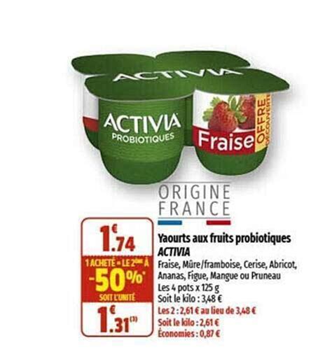 Promo Yaourt aux fruits probiotiques activia chez Coccinelle Supermarché