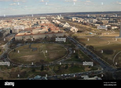 Aerial views of Main Interior, buildings and monuments in the vicinity ...