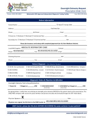 Fillable Online Overnight Oximetry Order Form Fax Email Print PdfFiller