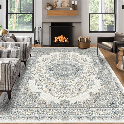 Area Rug Living Room Rugs 9x12 Washable Boho Carpet For Bedroom Under