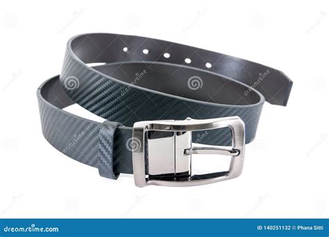 Roll Of Leather Belt For Men Isolated On White Background Stock Photo