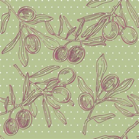 Premium Vector Olives Seamless Pattern With Olive Branches And Leaves