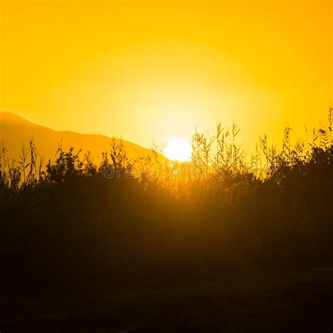 Sunrise over mountain hill stock photo. Image of evening - 134998002